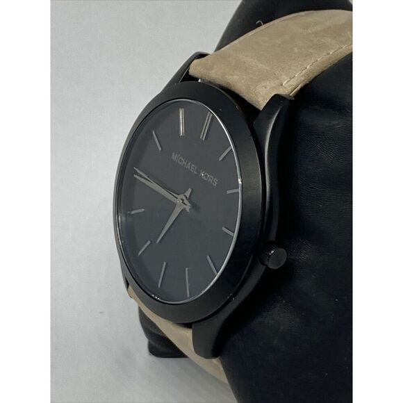 Michael Kors Slim Runway MK8510 Men's Beige Leather Analog Dial Watch JK309 - Picture 4 of 12